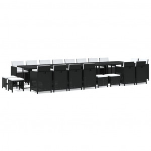 Set de comedor jardín 21 pzas con cojines ratán sintético negro H