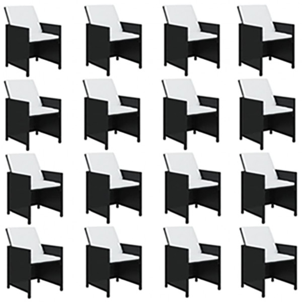Set de comedor jardín 21 pzas con cojines ratán sintético negro M 4