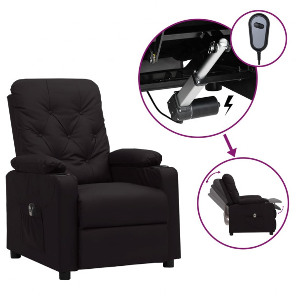 Sillón reclinable eléctrico de cuero sintético negro D