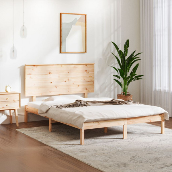 Estructura de cama madera maciza de pino 140x200 cm D