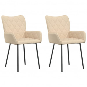Sillas de comedor 2 unidades tela color crema H