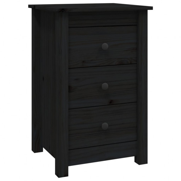 Mesitas de noche 2 uds madera maciza de pino negro 40x35x61.5cm M 3
