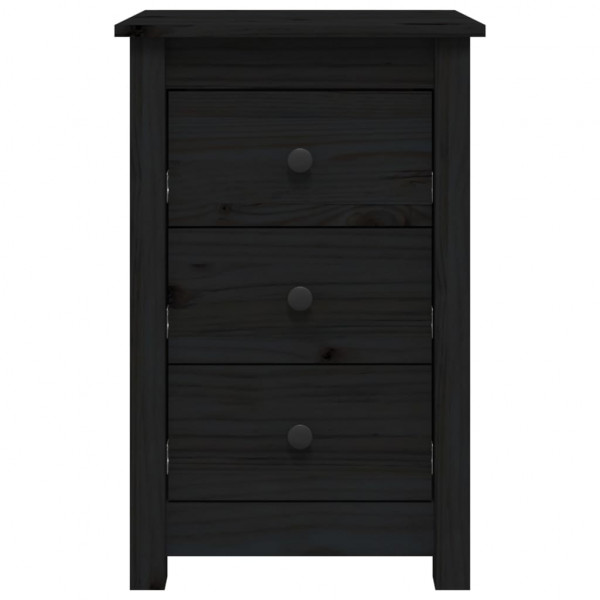 Mesitas de noche 2 uds madera maciza de pino negro 40x35x61.5cm M 4