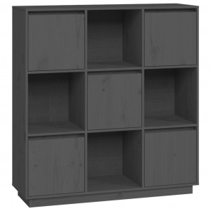 Aparador alto de madera maciza de pino gris 110.5x35x117 cm H