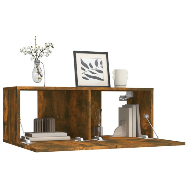 Mueble para TV madera contrachapada roble ahumado 80x30x30 cm M 4