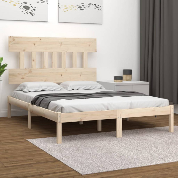 Estructura de cama madera maciza doble pequeña 120x190 cm D