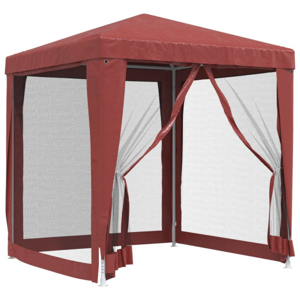 Tenda p/ festas c/ 4 paredes laterais rede 2x2 m PEAD vermelho M 2