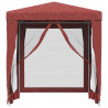 Carpa para fiestas con 4 paredes de malla HDPE rojo 2x2 m 3