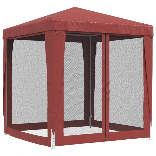 Tenda p/ festas c/ 4 paredes laterais rede 2x2 m PEAD vermelho M 5