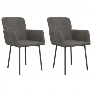 Cadeiras de jantar 2 pcs veludo cinzento-escuro H