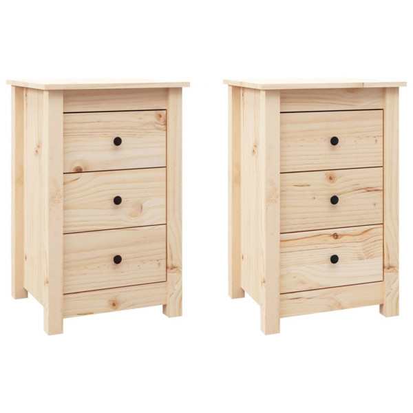 Mesitas de noche 2 uds madera maciza de pino 40x35x61.5 cm M 2