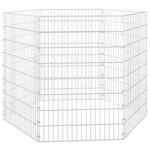 Recinto exterior p/ animais 6 painéis 54x80cm ferro galvanizado M 2