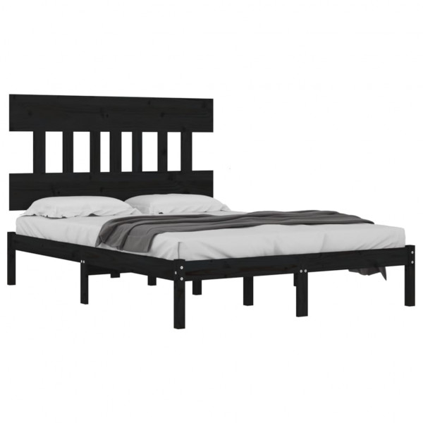 Estrutura de cama 200x200 cm madeira maciça preto M 3
