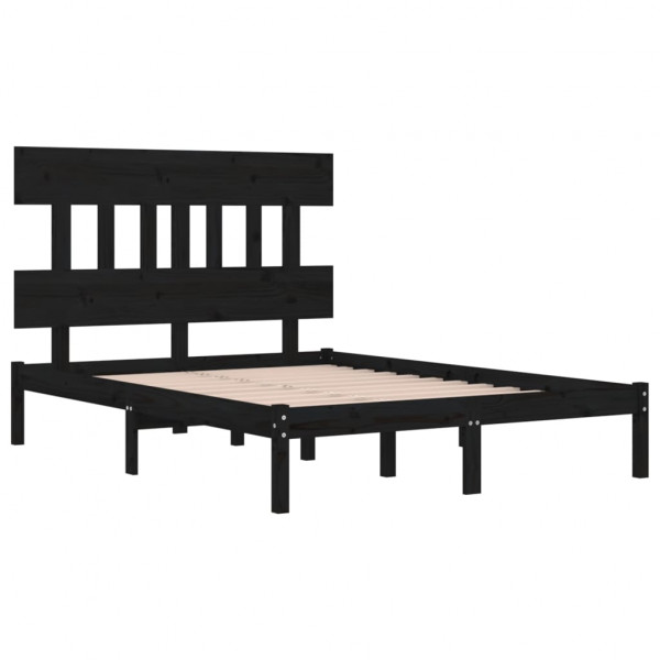 Estructura de cama de madera maciza negra 200x200 cm M 4