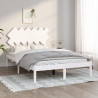 Estrutura de cama casal 135x190 cm madeira maciça branco 1