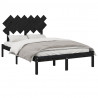 Estructura de cama doble madera maciza negra 135x190 cm 3
