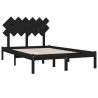 Estructura de cama doble madera maciza negra 135x190 cm 4