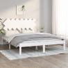 Estructura de cama doble madera maciza blanca 140x190 cm 1