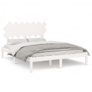 Estrutura de cama 140x190 cm madeira maciça branco H