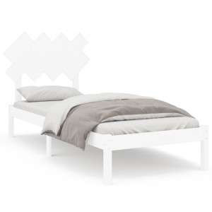 Estructura de cama de madera maciza blanca 90x190 cm H