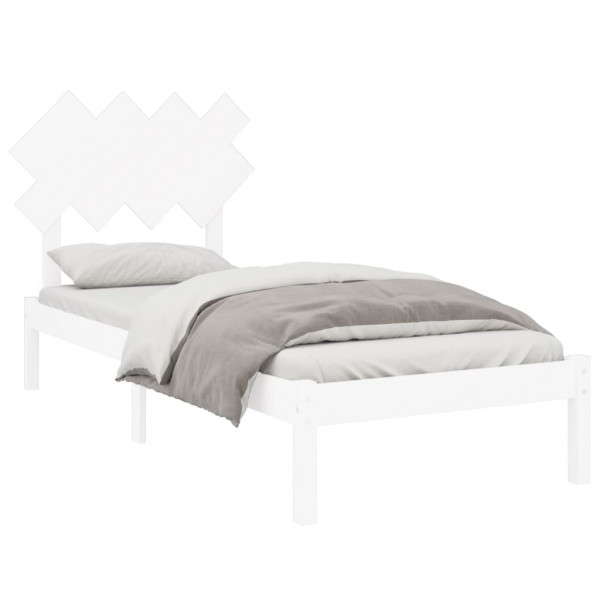 Estrutura de cama 90x200 cm madeira maciça branco M 3