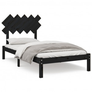 Estructura de cama de madera maciza negro 100x200 cm H