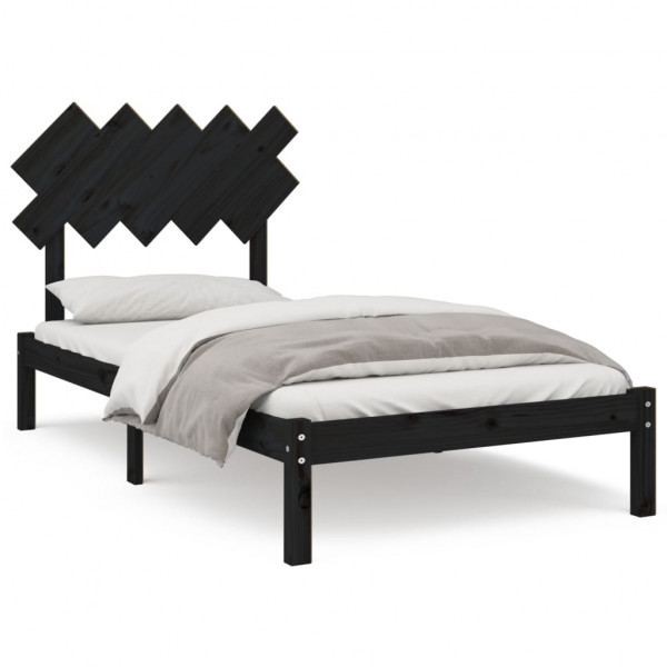 Estructura de cama de madera maciza negro 100x200 cm M 2