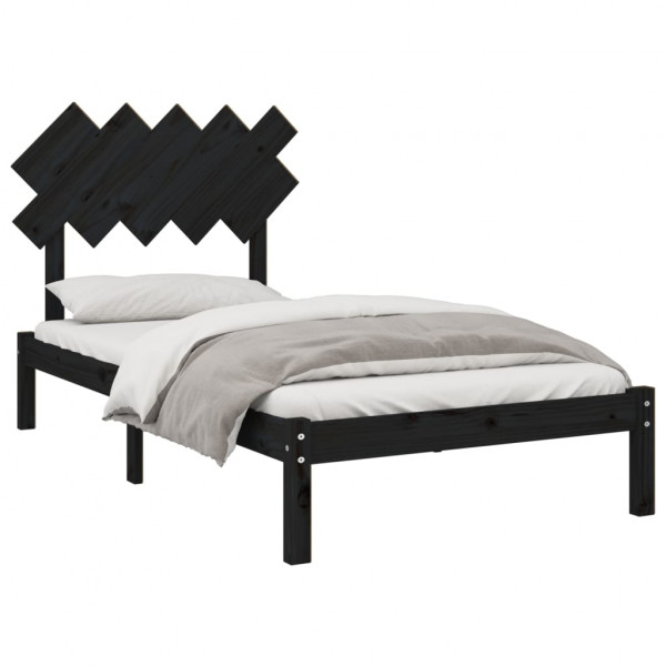 Estructura de cama de madera maciza negro 100x200 cm M 3