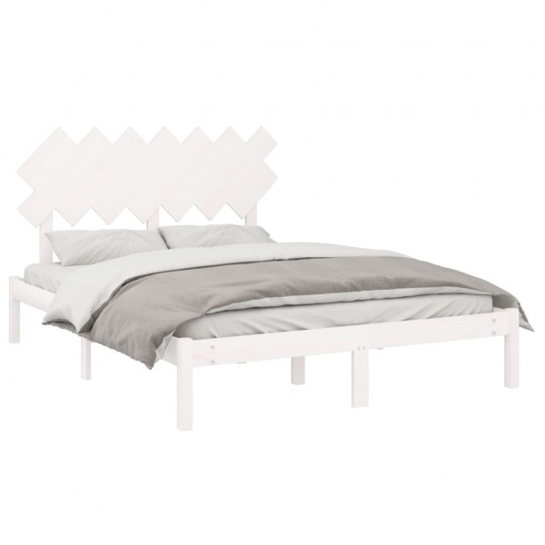 Estrutura de cama 140x200 cm madeira maciça branco M 3
