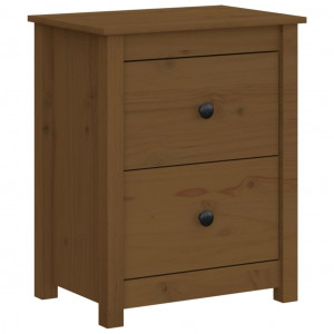 Mesita de noche madera maciza de pino marrón miel 50x35x61.5 cm H
