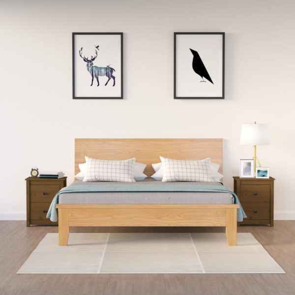 Mesitas de noche 2 uds madera de pino marrón miel 50x35x61.5 cm D