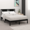 Estructura de cama de madera maciza de pino negra 200x200 cm 1