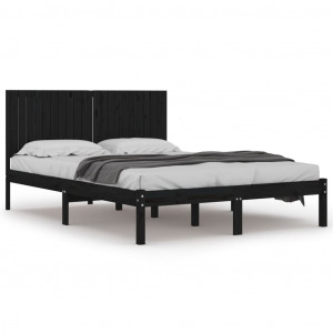 Estrutura de cama 200x200 cm pinho maciço preto H