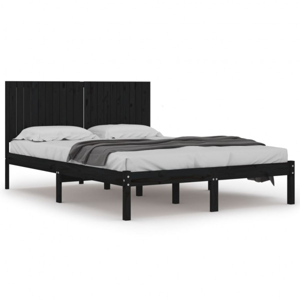 Estrutura de cama 200x200 cm pinho maciço preto M 2