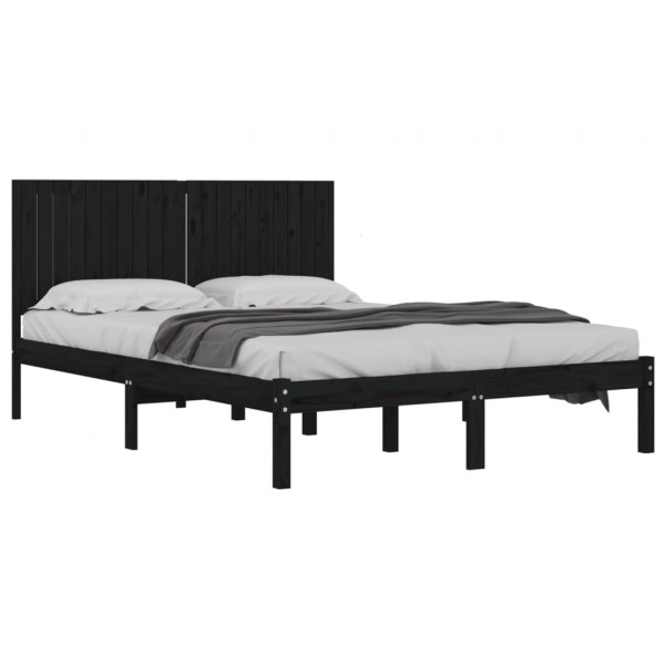 Estrutura de cama 200x200 cm pinho maciço preto M 3