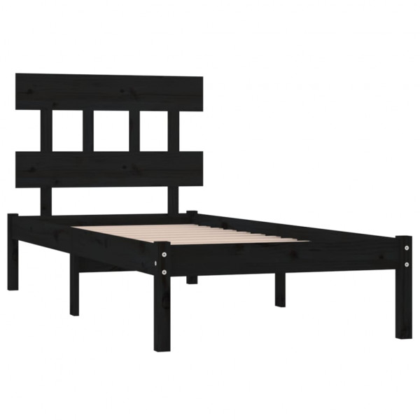 Estrutura cama pequena solteiro 75x190 cm madeira maciça preto M 4