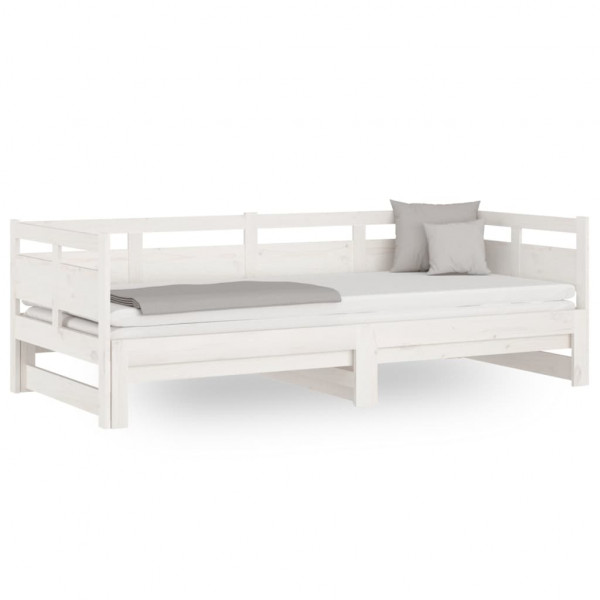 Sofá-cama de puxar 2x(90x200) cm pinho maciço branco M 2