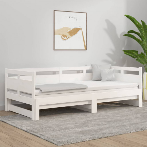 Sofá cama extraíble madera maciza de pino blanco 2x(80x200) cm D