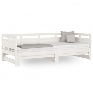 Sofá cama extraíble madera maciza de pino blanco 2x(80x200) cm H