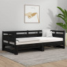 Sofá-cama de puxar pinho maciço preto 2x(80x200) cm 1
