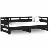 Sofá-cama de puxar pinho maciço preto 2x(80x200) cm 2