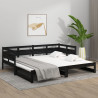 Sofá-cama de puxar pinho maciço preto 2x(80x200) cm 4