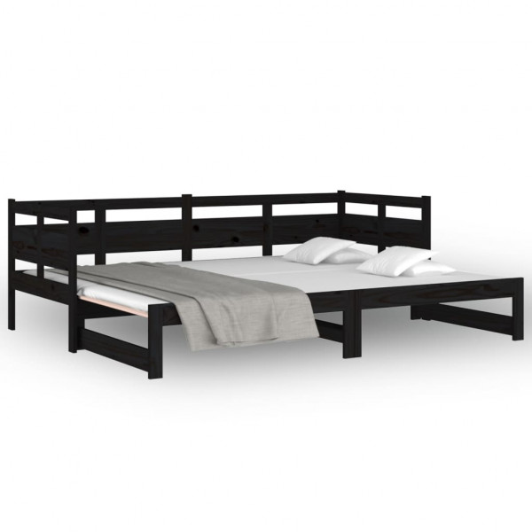 Sofá cama extraíble madera maciza de pino negro 2x(90x190) cm M 5