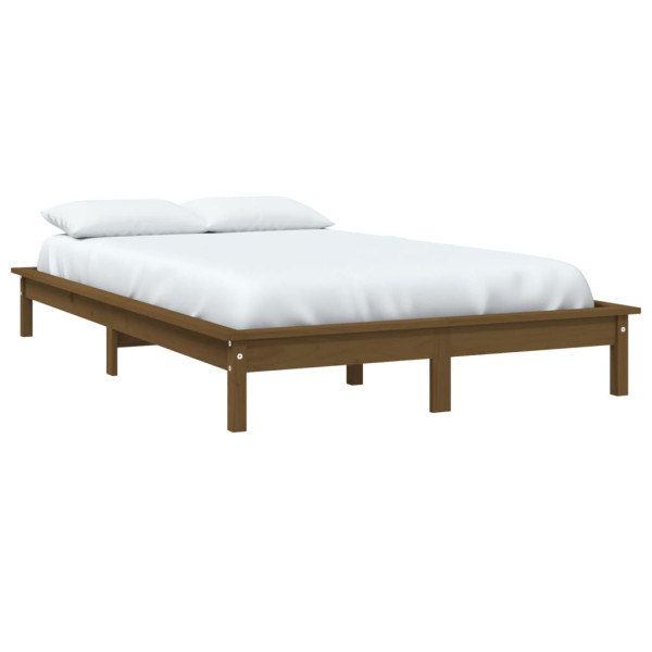 Estructura de cama madera maciza de pino marrón miel 160x200 cm M 3