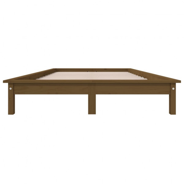 Estructura de cama madera maciza de pino marrón miel 200x200 cm M 5