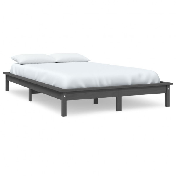 Estrutura cama pequena de casal 120x190 cm pinho maciço cinza M 2