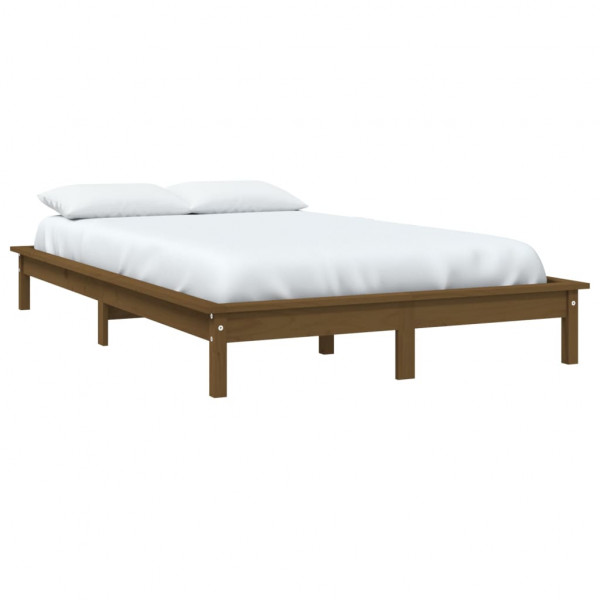 Estrutura de cama de casal 135x190 cm pinho maciço castanho mel M 3