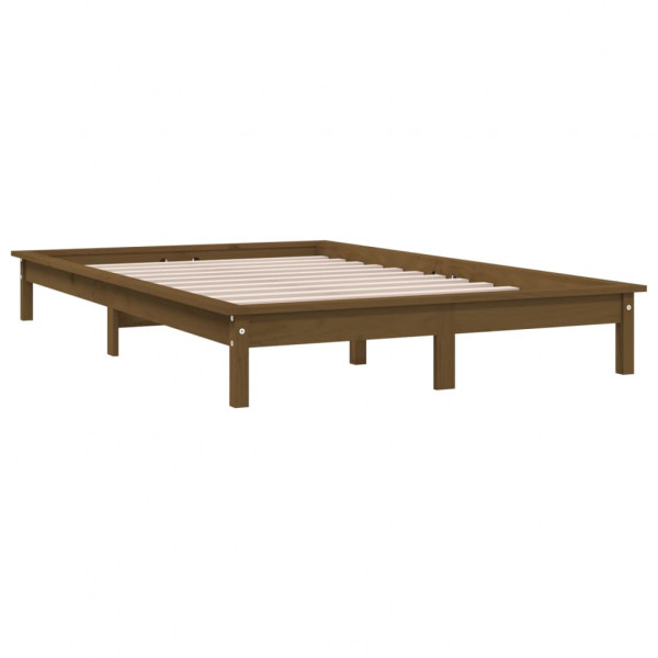 Estrutura de cama de casal 135x190 cm pinho maciço castanho mel M 4