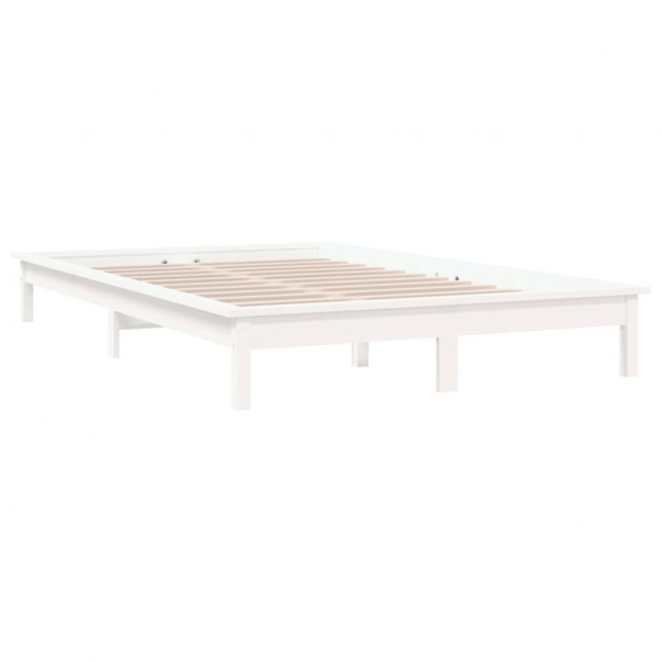 Cama sem colchão 140x190 cm madeira de pinho maciça branco M 4