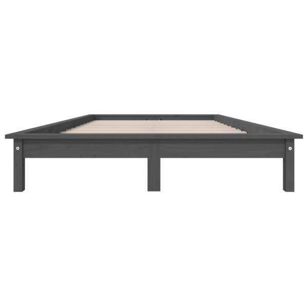 Estructura de cama de madera maciza de pino gris 140x190 cm M 5